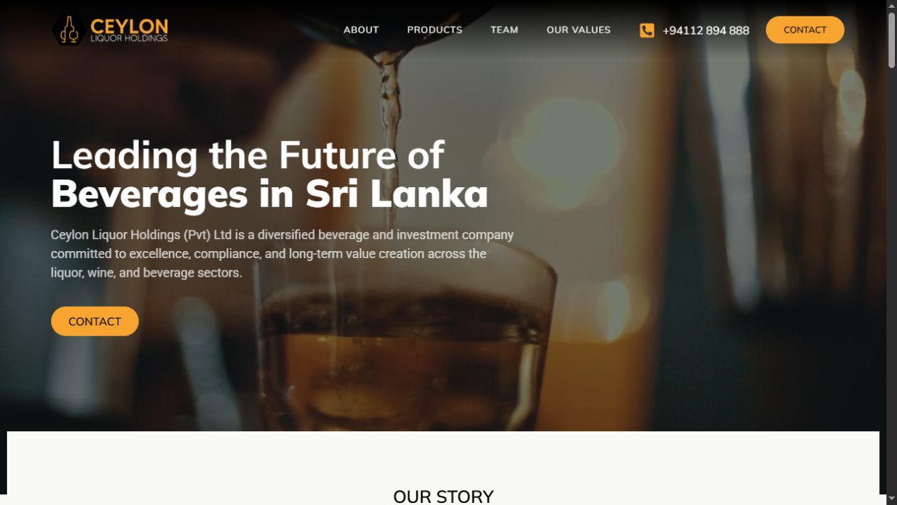 Ceylon Liquor Holdings website homepage