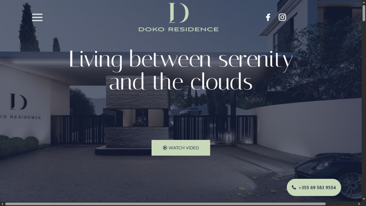 Doko Residence website homepage