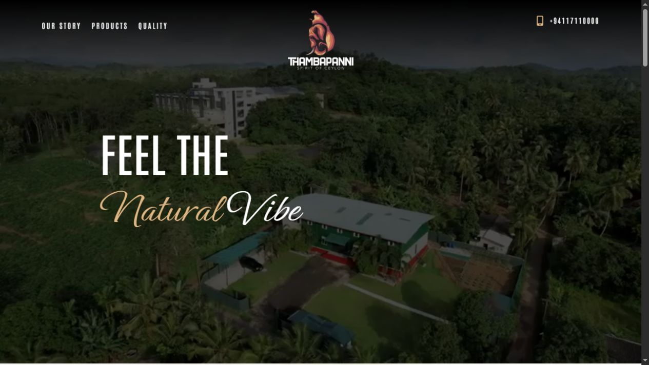 Thambapanni Spirits website homepage